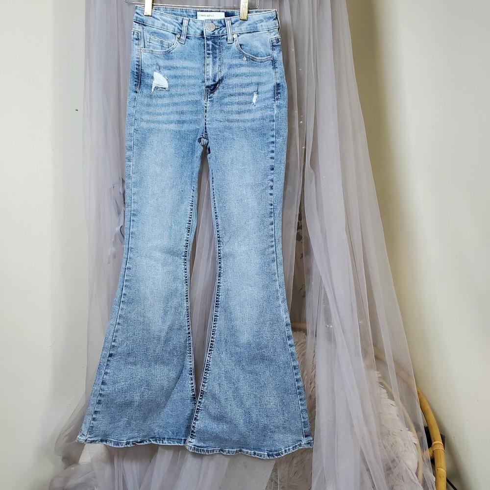 Banjara Light Blue Denim Distressed Flare Jeans Bell Bottom‎ Boho Hippie 27x31
